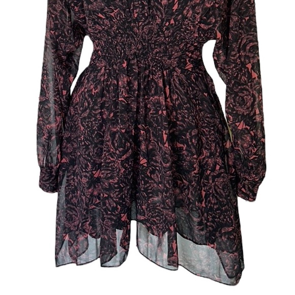 All Saints Nichola Rosey Smocked Draped Mini Dress in Berry Red - S - Picture 8 of 16
